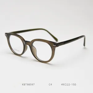 Detailed view of the retro acetate optical glasses frame, featuring a vintage round design.