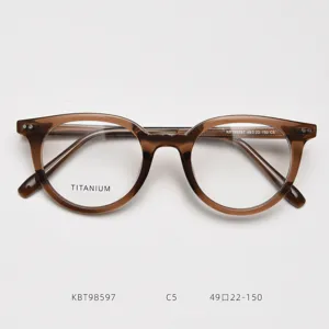 Retro round acetate optical glasses frame for men and women stylish clear fashion eyewear.