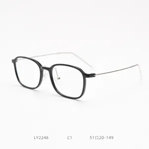 Korean style TR90 optical glasses frame with slim metal temples for men and women daily wear.