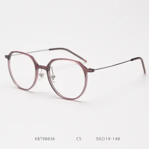 Thin rim round titanium prescription glasses frame, stylish optical eyewear for daily wear.