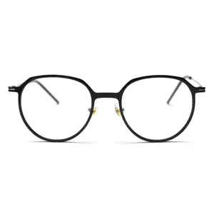 Korean Style Retro Semi-Titanium Round Eyeglass Frame Unisex Transparent Optical Glasses