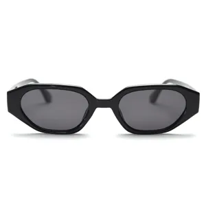 Lunettes de soleil polarisées étroites polygonales noires pour hommes et femmes.