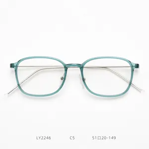 Detailed view of fashionable TR90 optical glasses frame with stylish translucent green rim.