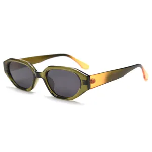 Lunettes de soleil polarisees polygonale petite monture etroite tendance pour homme et femme.