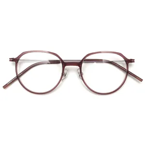 Korean style thin rim round prescription eyeglasses frame for men and women light titanium optical glasses