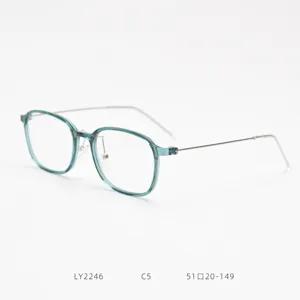 Clear teal TR90 optical glasses frame with slim metal temples for daily wear and fashion.