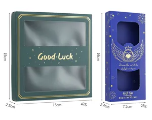 Creative gift packaging box set, square green box and rectangular blue box for tableware.