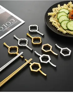 304 stainless steel chopstick rest gold silver clover hexagon tableware home dining table