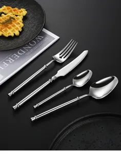 Juego de cubiertos de lujo de acero inoxidable estilo europeo tenedor cuchillo cuchara