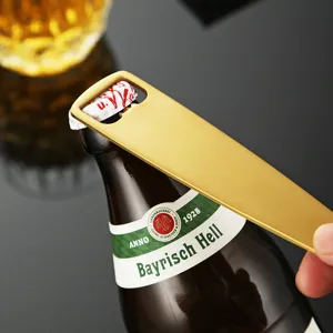 Gold stainless steel bottle opener for kitchen bar beer opening tool durable metal.