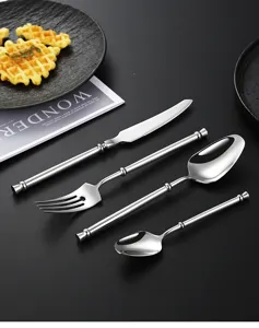 Set de cubiertos de acero inoxidable estilo lujoso francés cuchillo tenedor cuchara