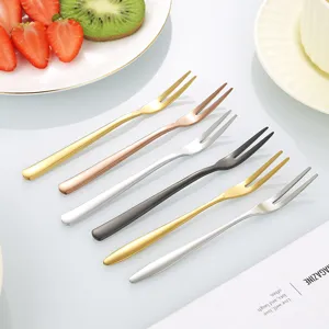 Stainless steel fruit forks dessert cake forks set multi-color home hotel tableware.