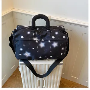 Large capacity travel duffel bag stylish portable luggage for women fitness sports use