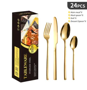 Set posate 24pz in acciaio inossidabile dorato stoviglie di lusso coltello forchetta