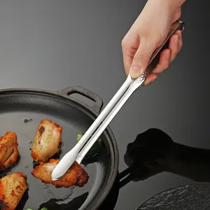 Stainless steel grilling tong kitchen food clip non-slip steak barbecue cooking tool.
