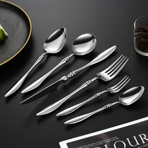 Französisches 304 Edelstahl Besteck Set poliert Messer Gabel Löffel Essgeschirr
