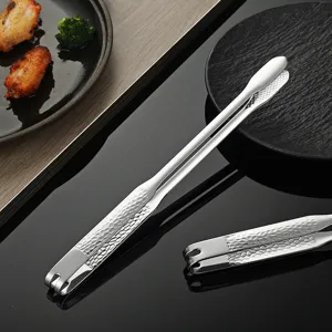 Stainless steel barbecue tongs kitchen food clip non-slip hammered steak tool outdoor grill