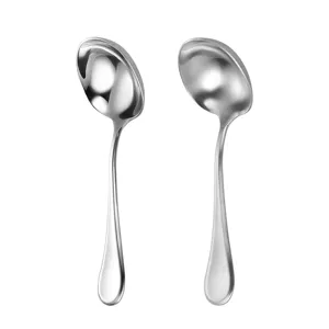 Stainless steel soup spoon thickened deep ramen spoon household table kitchen tableware 2pcs