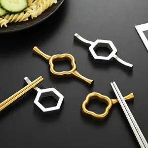 Stainless steel chopstick rest set gold silver metal chopstick holder table decor