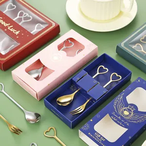 Stainless steel heart-shaped coffee spoon fruit fork gift set creative tableware