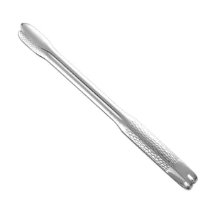 Stainless steel food tong with hammered handle, perfect for barbecue, steak, and kitchen cooking.