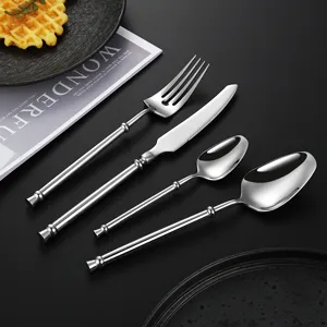 Juego de cubiertos de acero inoxidable estilo francés elegante cuchillo tenedor cuchara mesa.