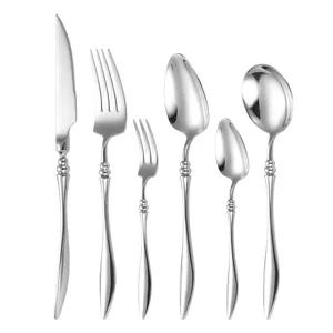 Französisches 304 Edelstahl Besteck Set Spiegelglanz Messer Gabel Löffel Set 6-teilig