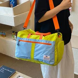 Color-block travel duffel bag large capacity portable sports fitness luggage bag for commute