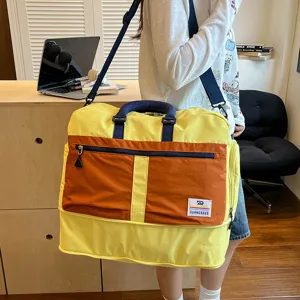 Large capacity color block travel duffel bag waterproof weekend overnight gym sports bag