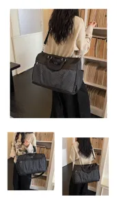 Large capacity travel duffel bag with front grid pocket, lightweight luggage handbag for women and men.