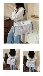 Large capacity travel duffel bag for women, lightweight waterproof carry-on flight luggage.