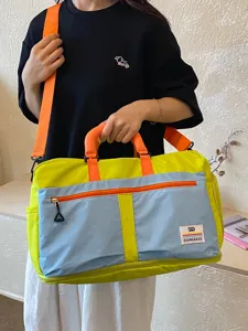 Colorblock Travel Duffel Bag Large Capacity Waterproof Sports Gym Bag With Shoe Compartment For Women Men Commute