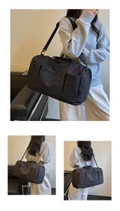 Large capacity travel duffel bag for women, multi-pocket canvas shoulder bag, ideal for short trips.