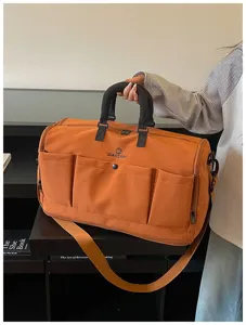Large capacity travel duffel bag for short trips, gym, and fitness with multi pockets.