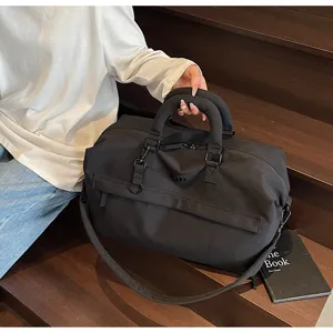 Black large capacity travel duffel bag lightweight gym sports shoulder crossbody bag