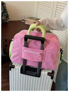 Dopamine colorblock travel bag for women, large capacity stylish fitness gym bag