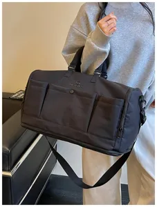 Large capacity travel duffel bag with multi pockets, stylish portable gym and fitness luggage.