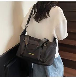 Bolso de viaje negro gran capacidad bolsa de deporte bandolera mujer viaje corto