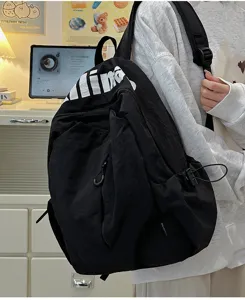 Casual black backpack large capacity water repellent student school bag travel daypack