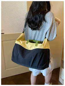 Bolso de viaje grande para mujer, bolsa de deporte ligera y elegante con bloque de color.