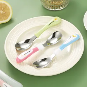 316 Stainless Steel Toddler Spoon Set Cute Cartoon Kids Tableware Baby Feeding Spoons