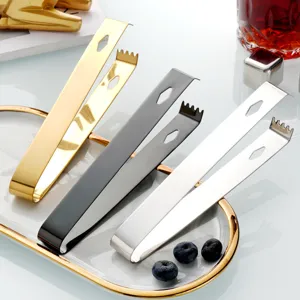 304 stainless steel ice tongs, thick metal sugar clips with teeth for bar and kitchen use.