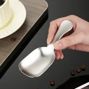 Geborsteld 304 roestvrijstalen koffieboonschep korte handvat vierkante theelepel keuken