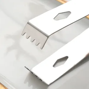 Durable stainless steel ice tongs bar tool sugar cube clip with teeth and diamond hole.