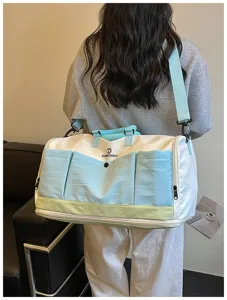 Large capacity travel duffel bag canvas multi-pocket weekend overnight gym sport tote