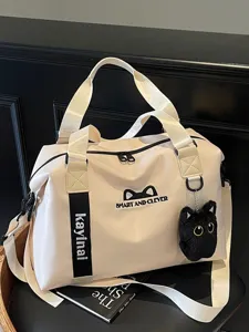 Sac de Voyage Grande Capacité Sport Fitness Duffel Bag Casual Imperméable Bagage de Voyage avec Pendentif Chat pour Femmes Hommes