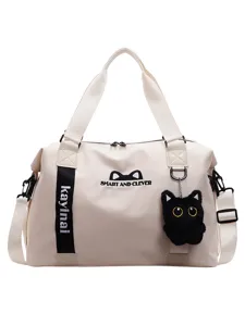Sac de voyage femme sport fitness bandoulière loisir yoga bagage avec charmant pendentif chaton