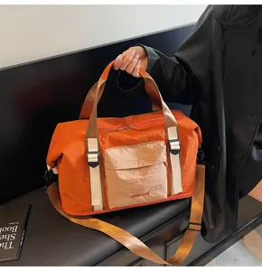 Bolso de viaje grande para mujer, bolsa de deporte y fitness portátil con correa ajustable.