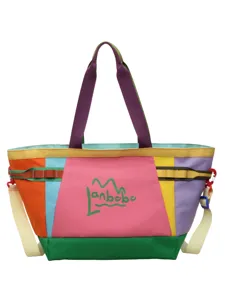 Colorful canvas tote bag large capacity shoulder bag for women outdoor travel commuter bag.