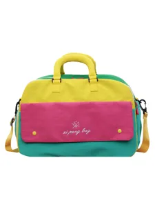 Colorful color-blocked travel duffel bag with large capacity for fitness and gym use